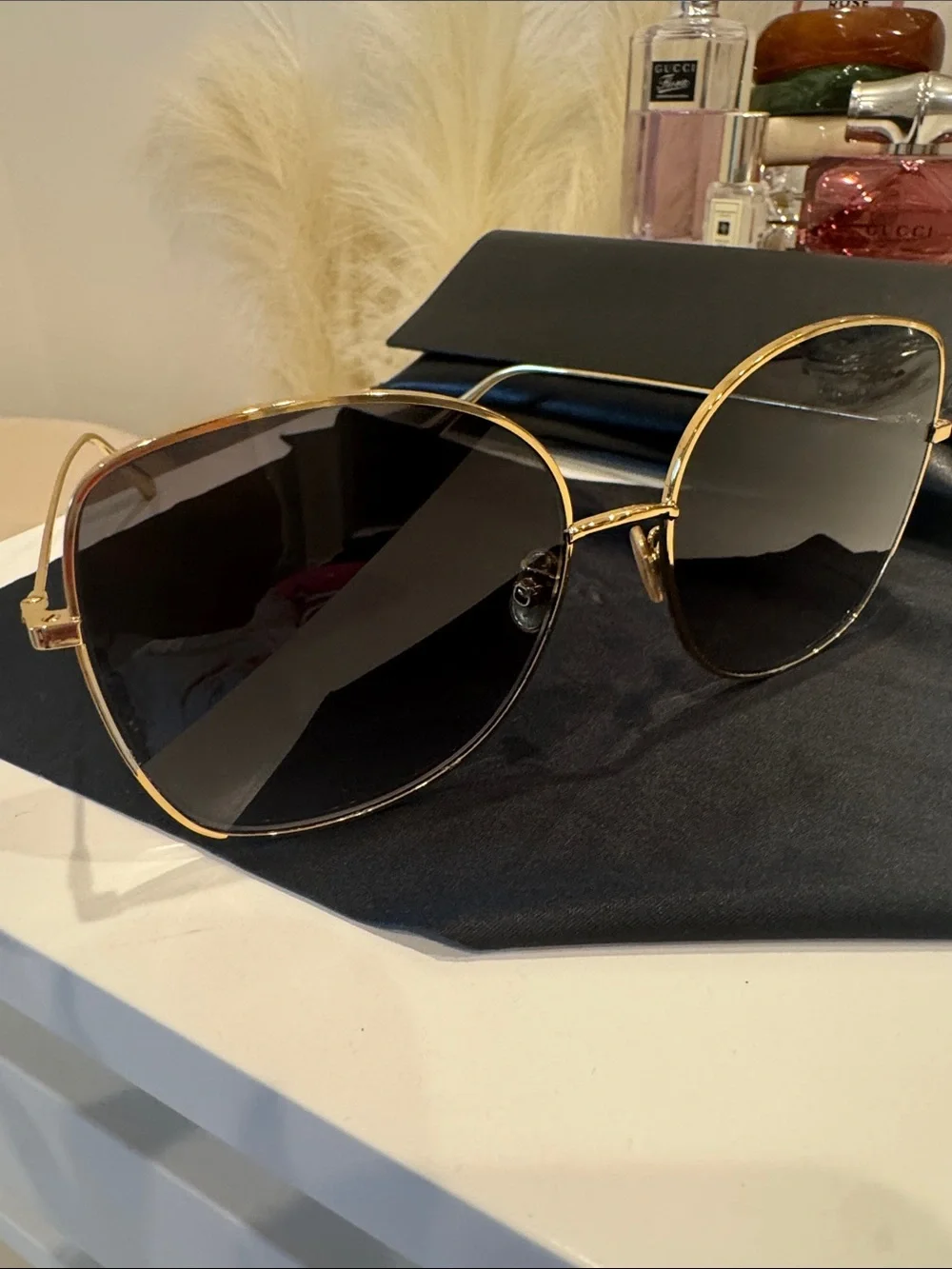 Christian Dior TF0342M Gold Aviator Oversized Sunglasses | Authentic